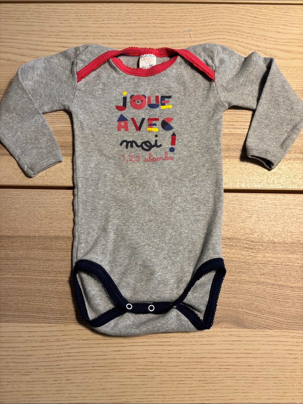 Absorba Gray Long-Sleeve Baby Bodysuit with Colorful Graphic